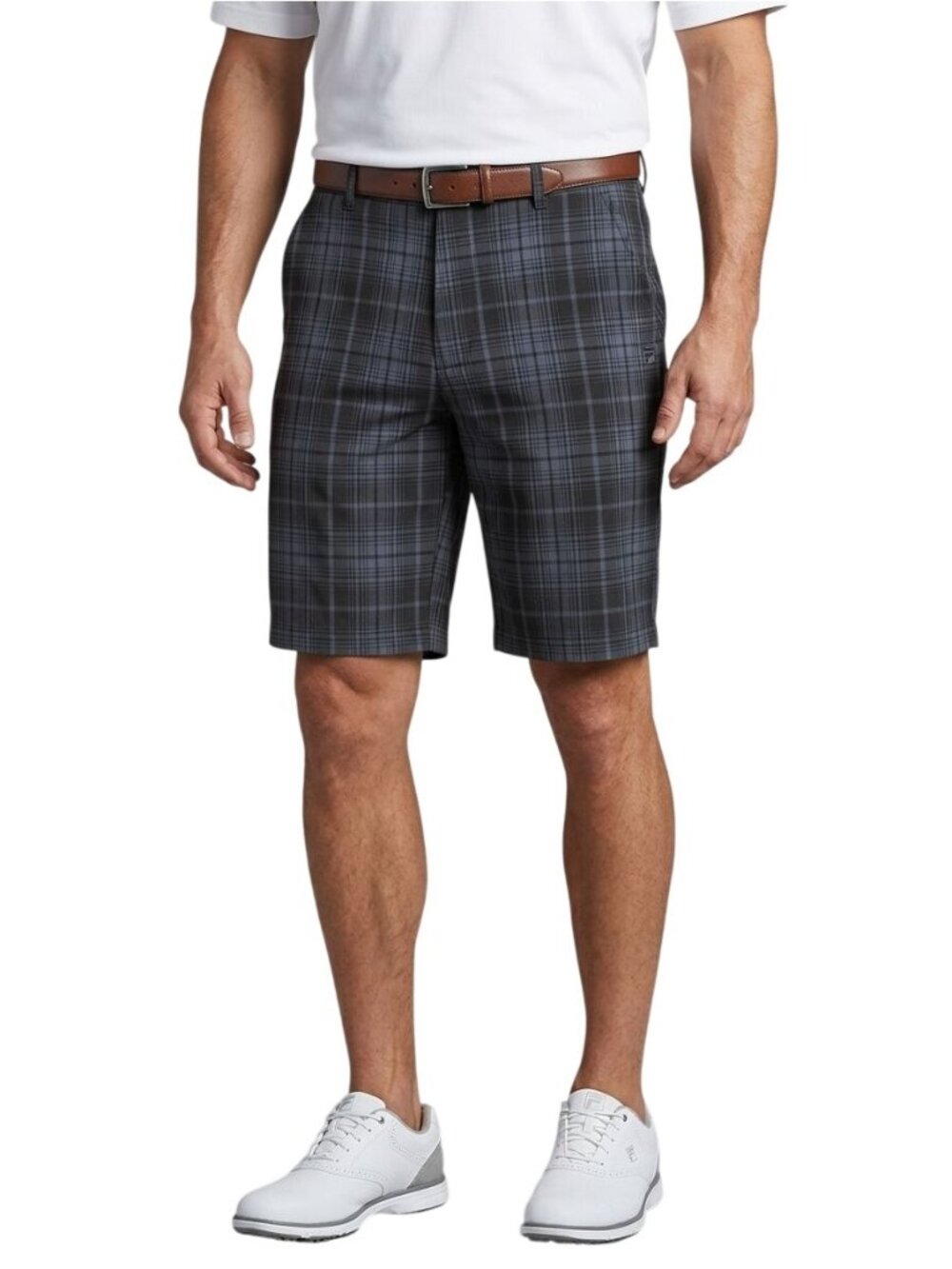 Fila Sport Golf NWT Gray Black Plaid Golf Shorts Tees Score Card Pocket Size 38